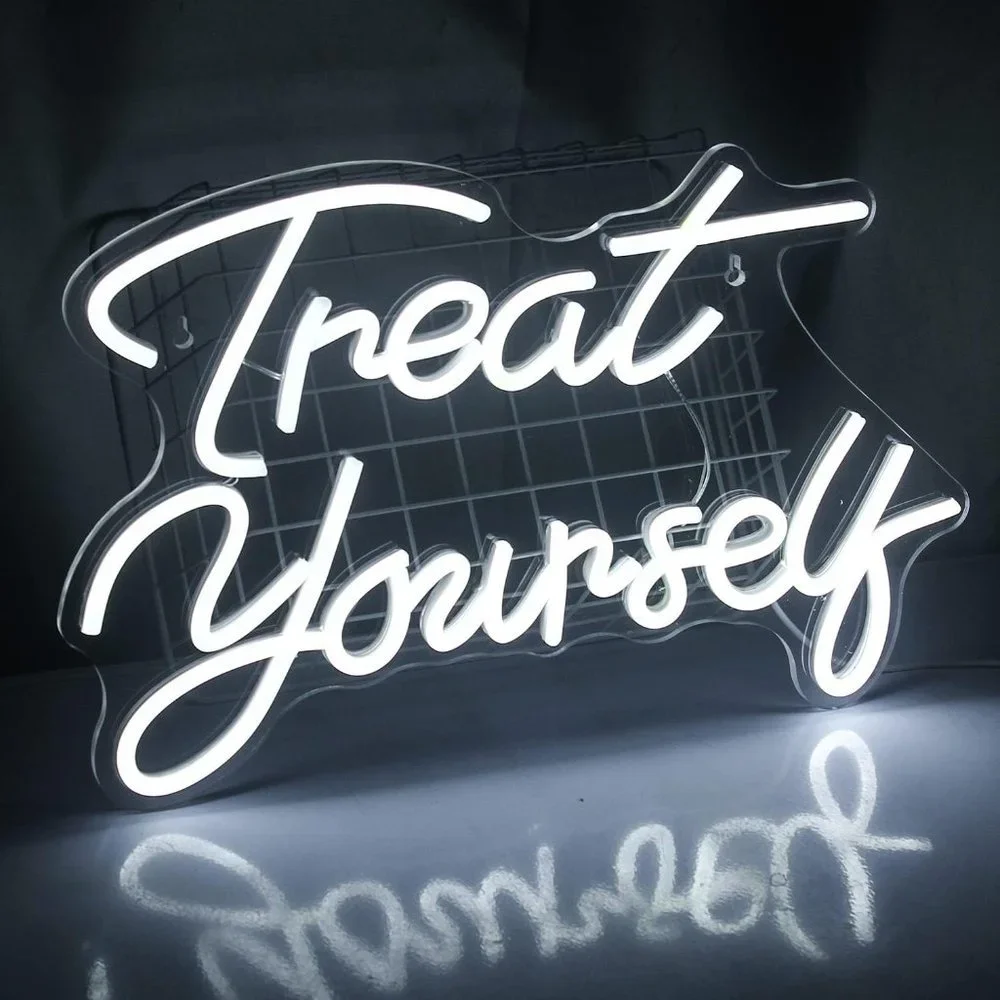 Treat Yourself White Neon Light LED Display Bedroom Diva Princess Teenager Decor